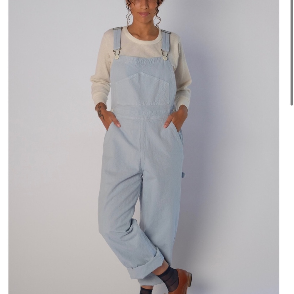 SOLD Jesse Kamm Smokey blue overalls size xs